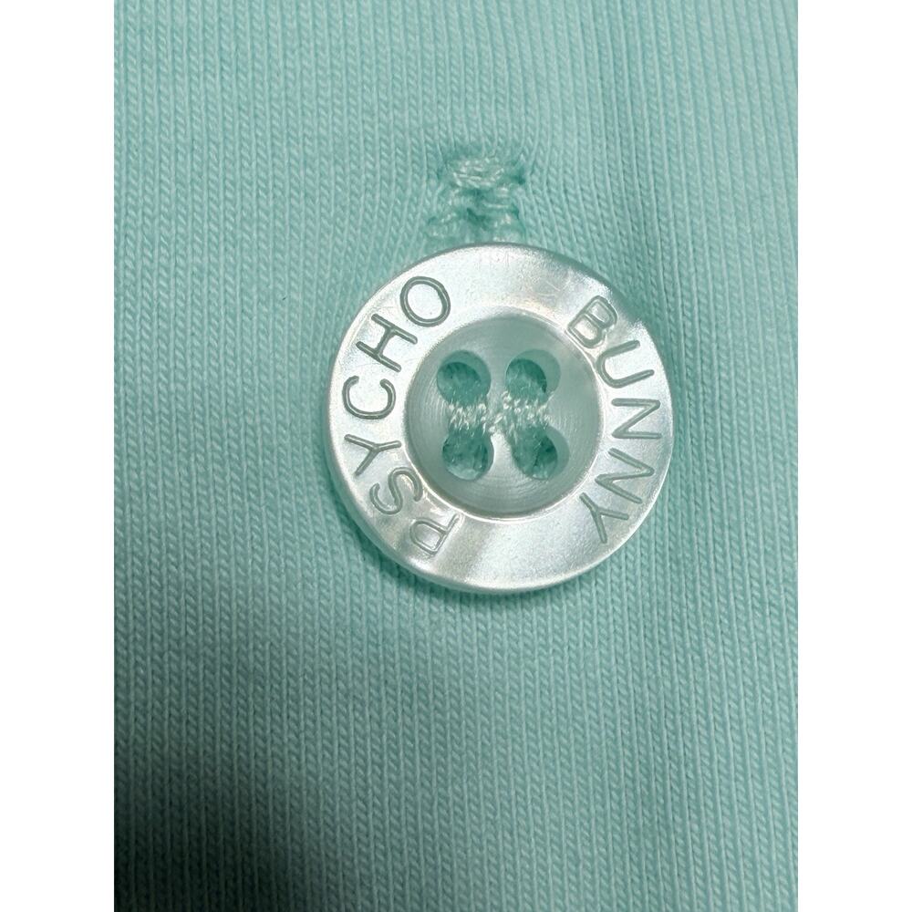 Rare Psycho Big Bunny Logo Polo Shirt XXL Mens Aqua Mint Blue 100% Cotton - Picture 5 of 13